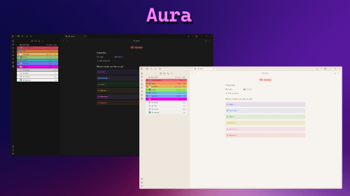 Screenshot of the Aura Obsidian theme