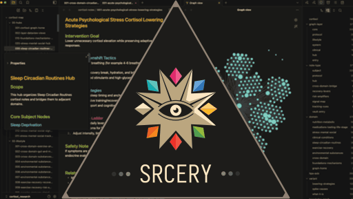 Screenshot of the Srcery Obsidian theme