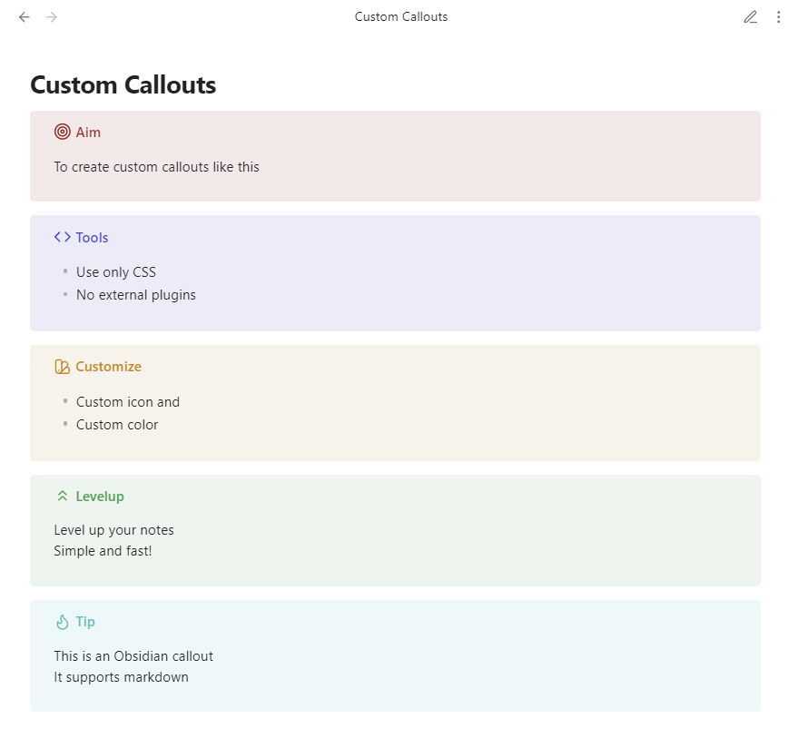 Custom callouts in Obsidian